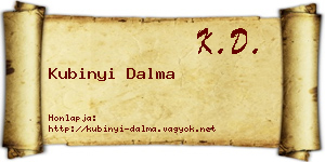 Kubinyi Dalma névjegykártya